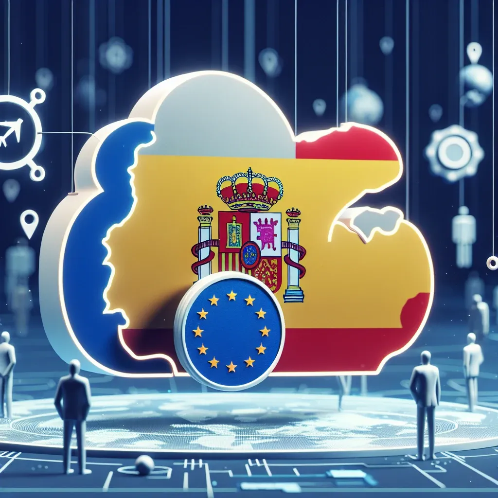 "Imagen de un centro de datos moderno, simbolizando la primera nube pública nacional impulsada por el Gobierno español con sello europeo, destacando la innovación tecnológica y la soberanía digital en España."